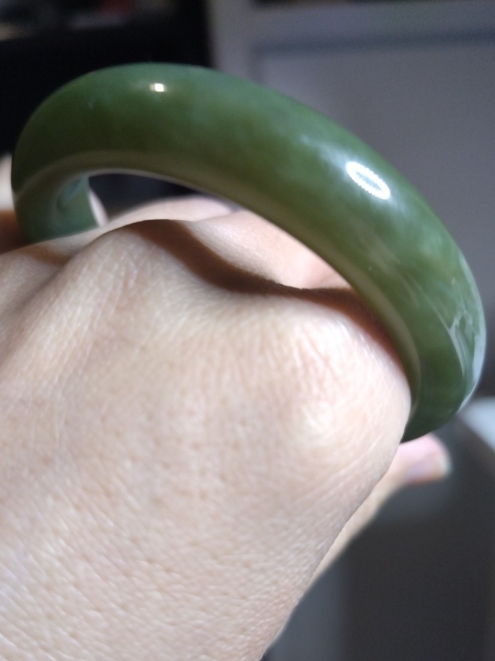 Certified A Hetian Green jade stone Icy Bangle diameter 54mm